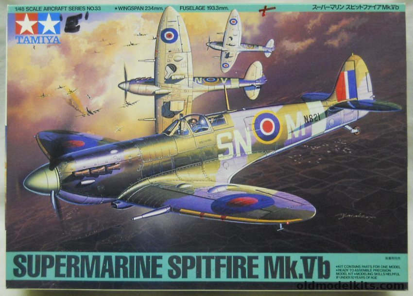 Tamiya 1/48 Supermarine Spitfire Mk.Vb, 61033-2500 plastic model kit
